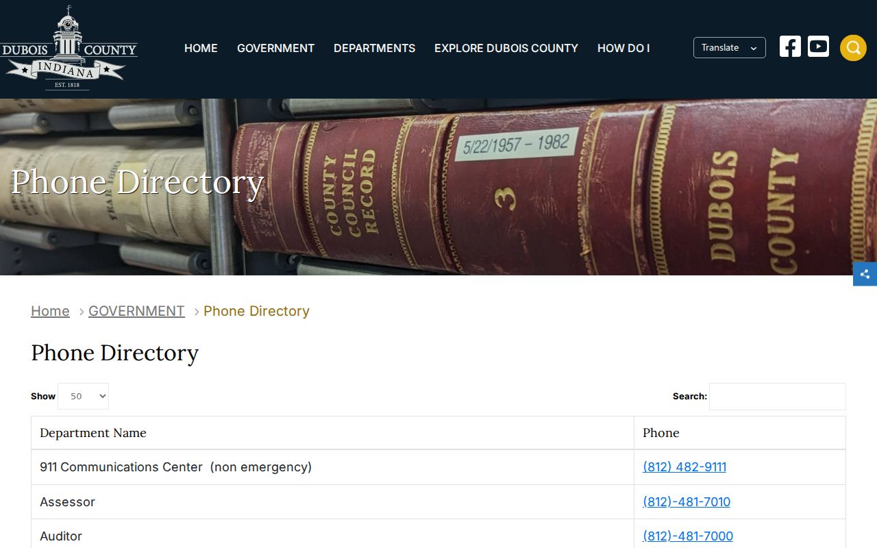 Dubois County court clerk and sheriff routing numbers