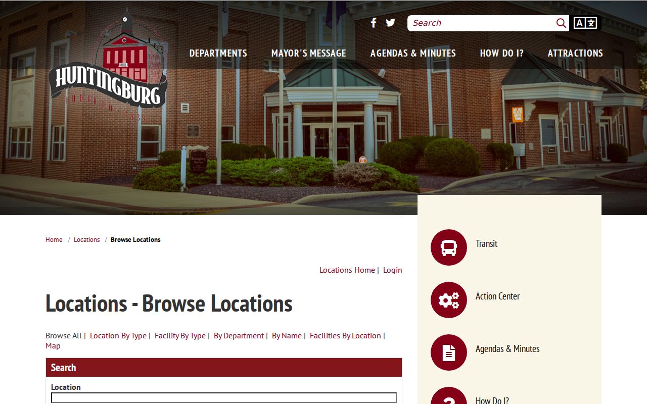 Huntingburg City Hall and police dispatch facility listings