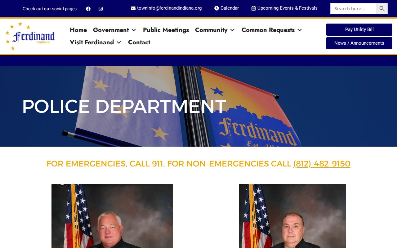 Ferdinand Police contact page and safe-exchange information